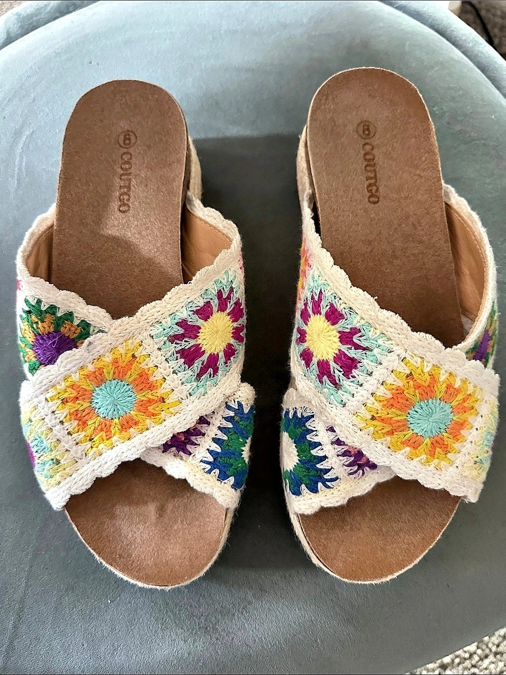 Cortica Embroidered Platform Mules in Cream & Multicolor